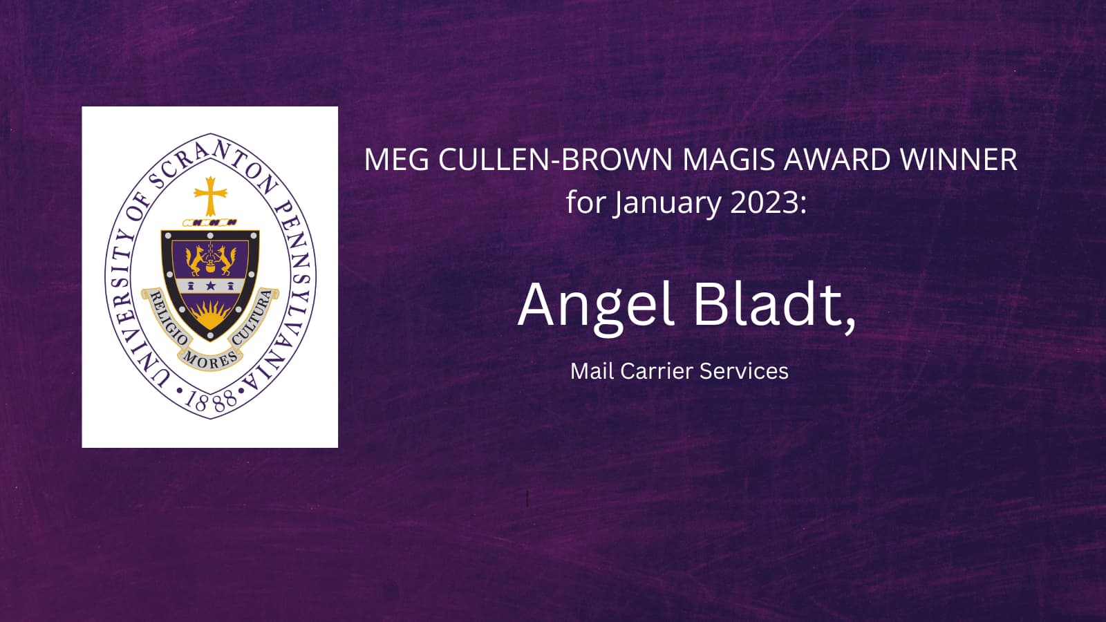 thumbnail for Angel Bladt is Meg Cullen-Brown Magis Award Winner