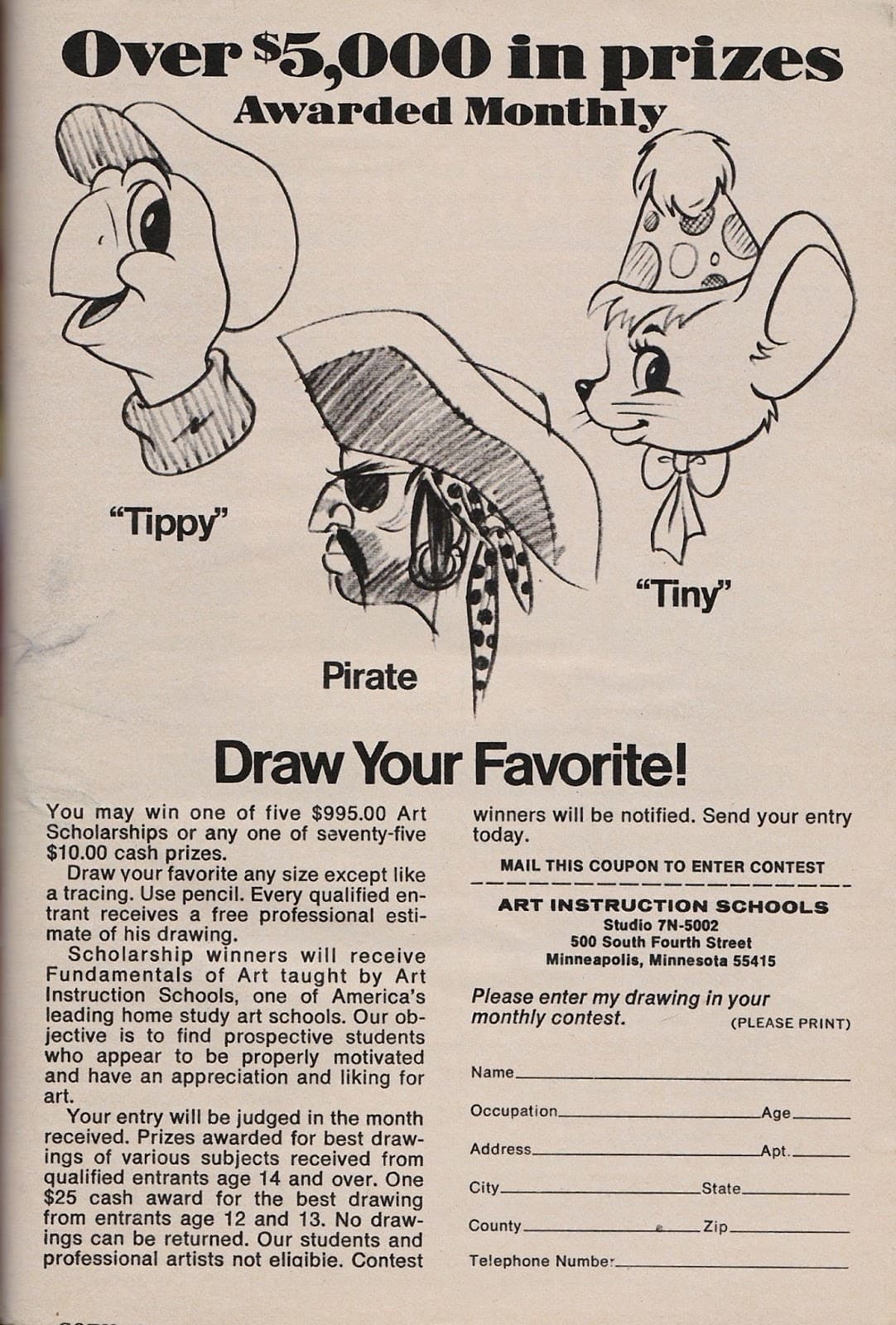 An old “Draw Me” ad for Art Instruction Schools. Credit: Art Instruction Schools
