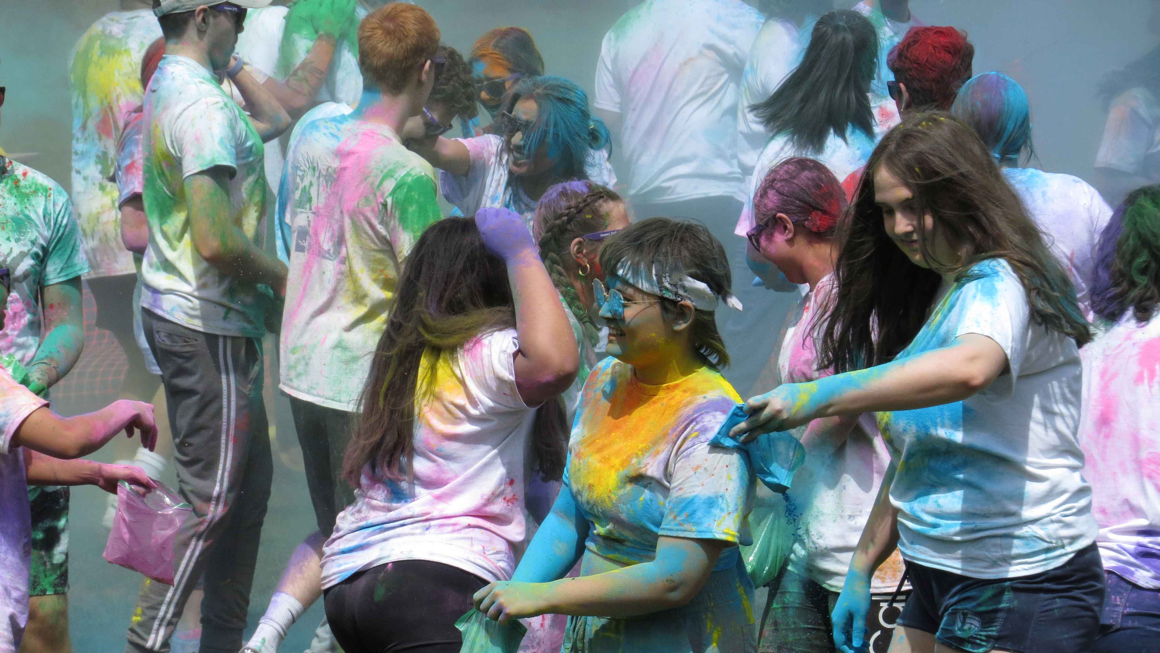 About 150 people attended the April 22 Holi Festival of Colors, shown, hosted on the Dionne Green by The University of Scranton Asia Club, according to Kapil Patel ‘25, social media coordinator for the group. 