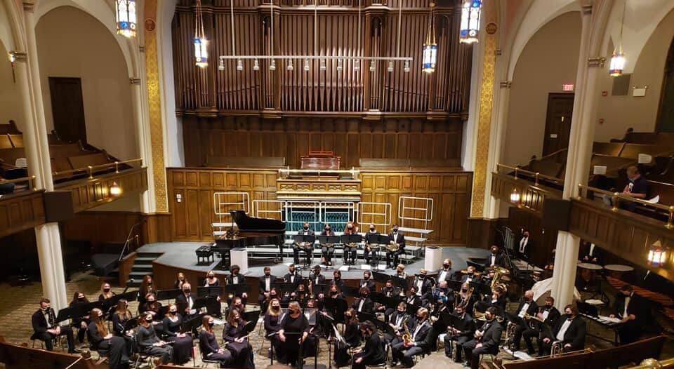 Shown, the University of Scranton Performance Music Symphonic Band at at 2021 performance.