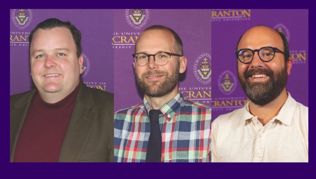 University of Scranton professors Sean Brennan, Ph.D., professor in the Department of History; Andrew LaZella, Ph.D., professor in the Department of Philosophy; and Hank Willenbrink, Ph.D., associate professor in the Department of English and Theatre, will teach Schemel Forum courses during the fall 2023 semester.