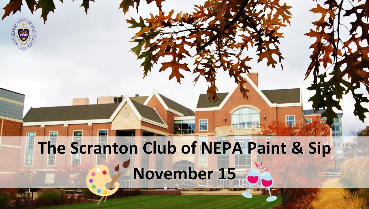 A graphic advertising The Scranton Club of NEPA Paint & Sip Nov. 15