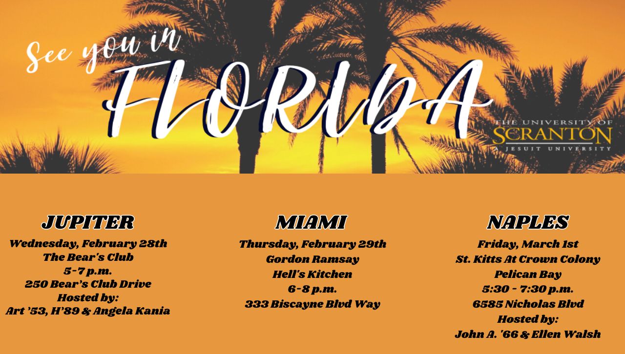 Graphic advertising Florida events in February and March 2024.