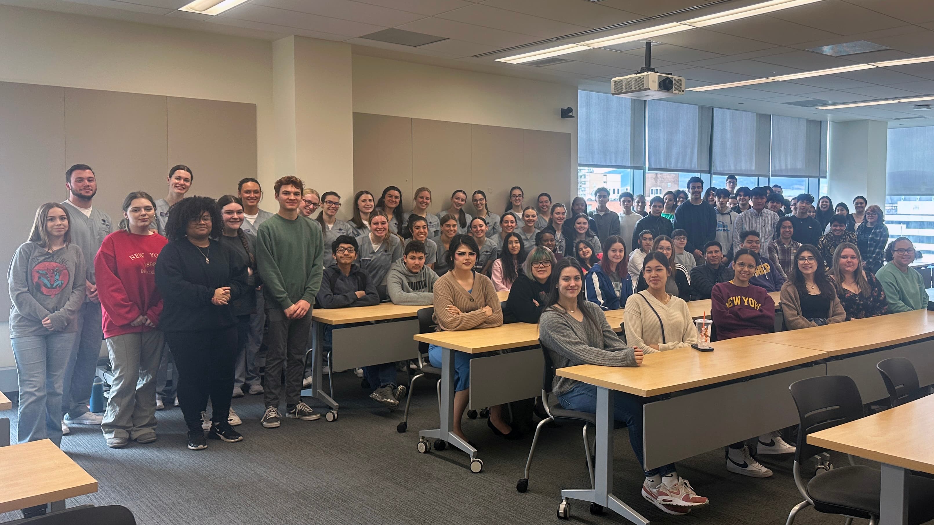 At the University of Scranton's Leahy College of Health Sciences on April 6, undergraduate nursing students hosted University of Success participants, shown, for a presentation on the nursing profession. The University of Success is a free, four-year, pre-college mentoring program for area students currently in eighth grade.
