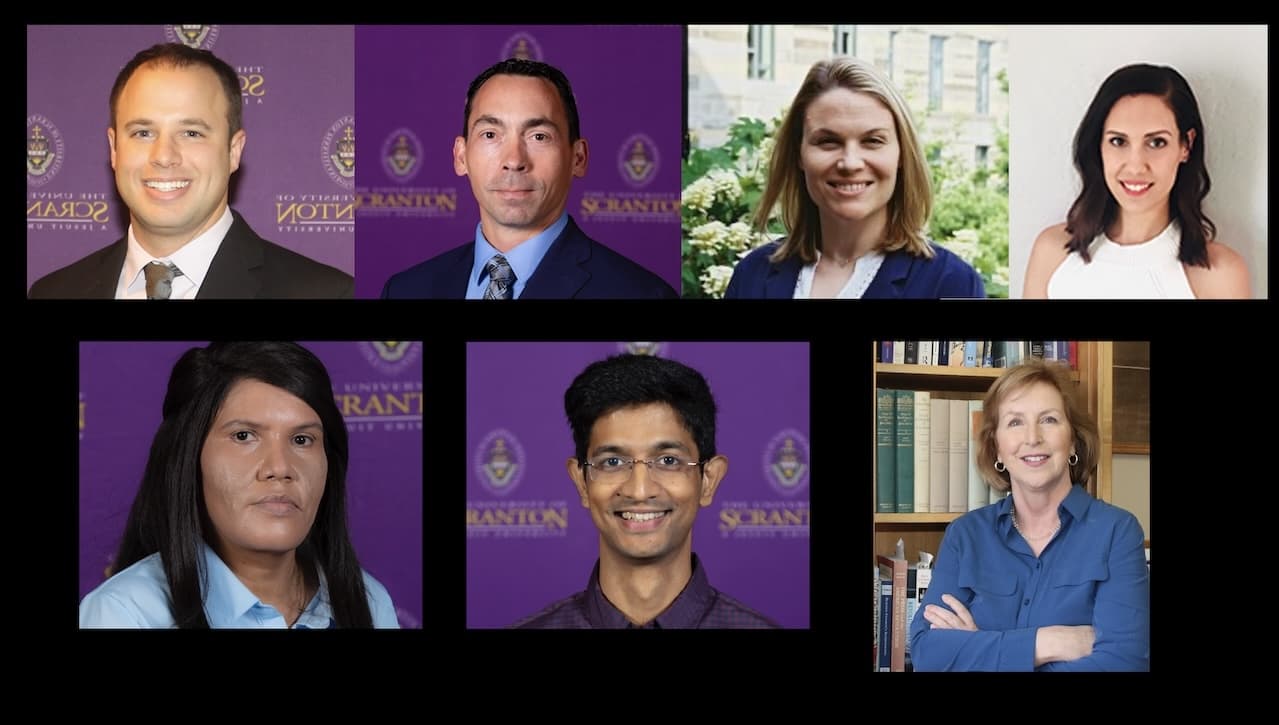 University of Scranton professors Anthony Carusotto, Ed.D., DPT; Michael Crowell, DPT, D.Sc.; Ashley Driver, Ph.D.; Colleen Farry; Bibi Rafeiza Khan, Ph.D.; Riddhiman Medhi, Ph.D.; and Susan Poulson, Ph.D., were awarded faculty development summer grants for 2024.
