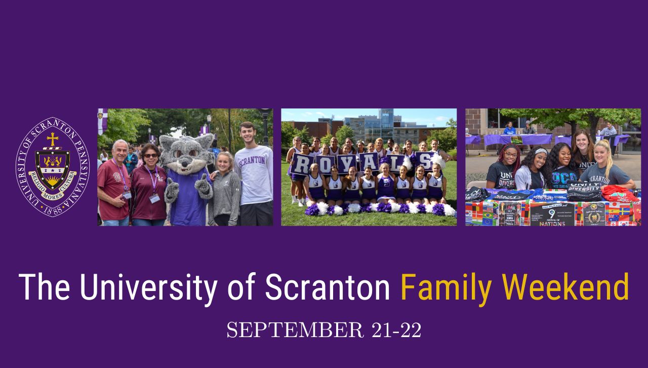 A graphic advertising Family Weekend.