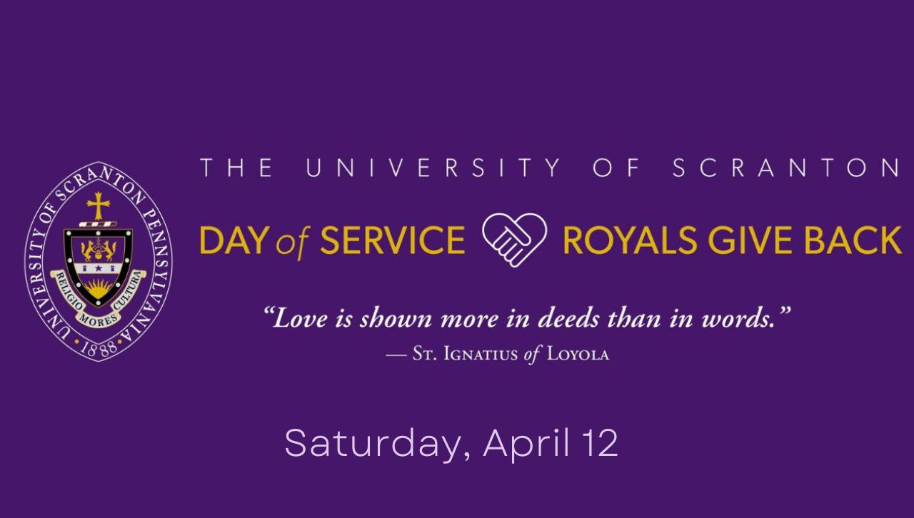 Graphic advertising the University of Scranton Day of Service April 12.