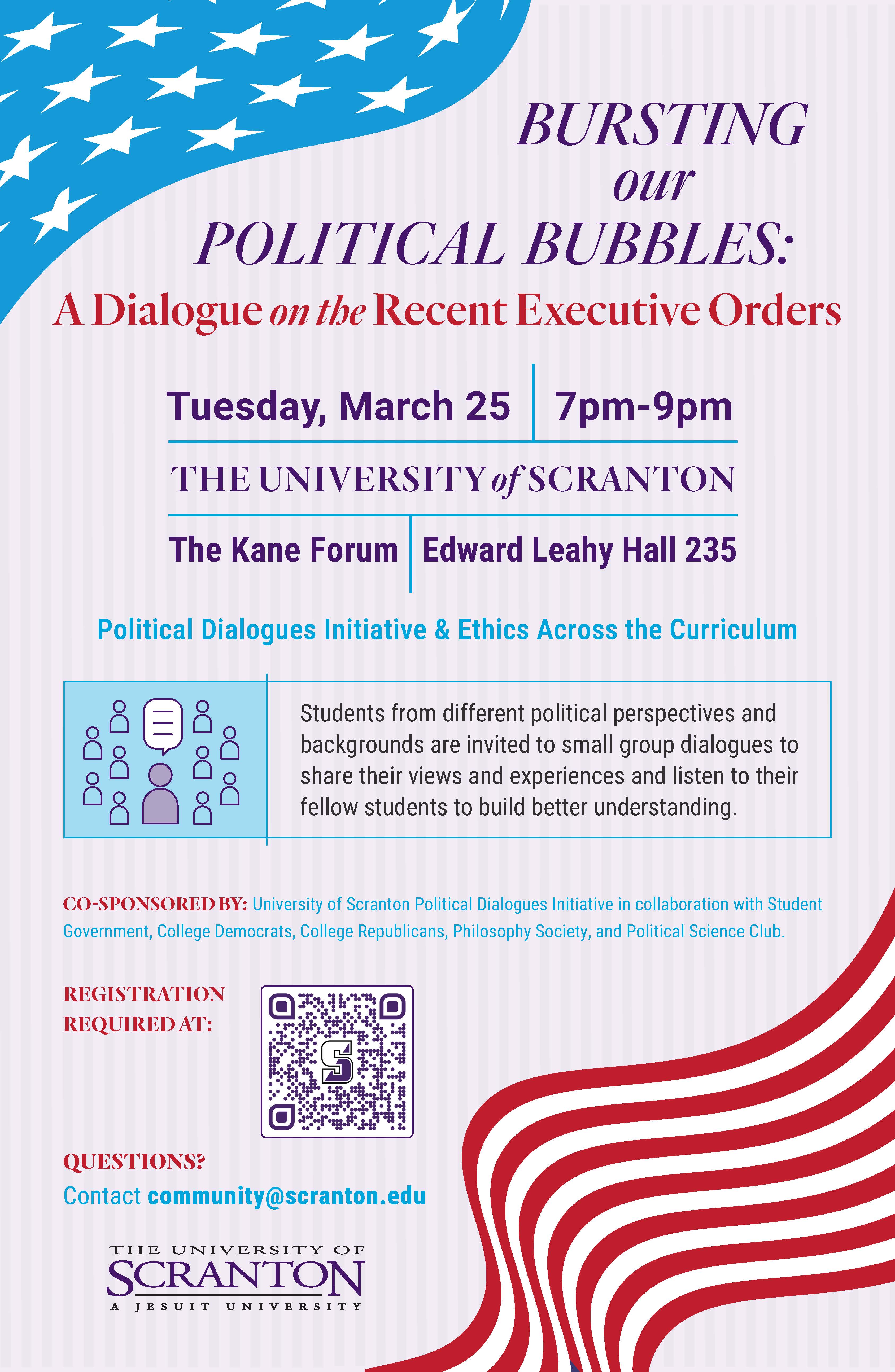 Political Dialogue poster with QR code