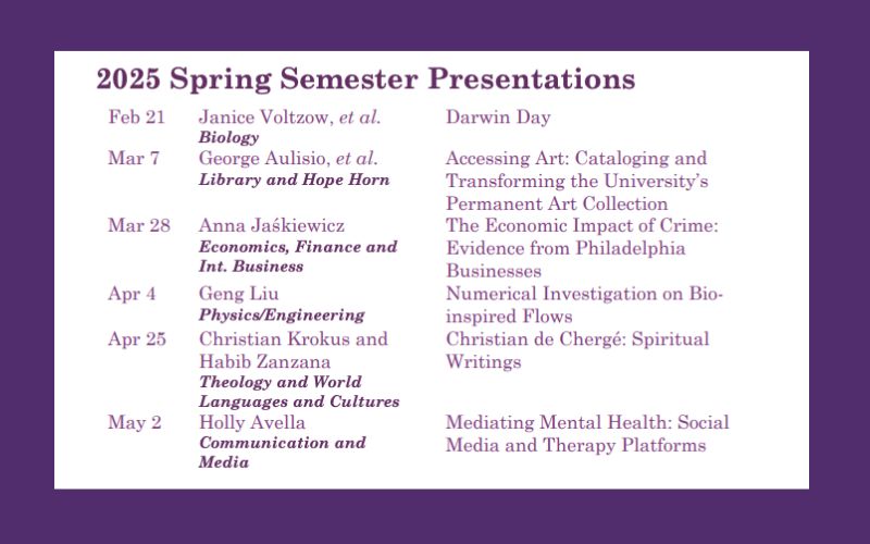 a list of lectures held in the spring