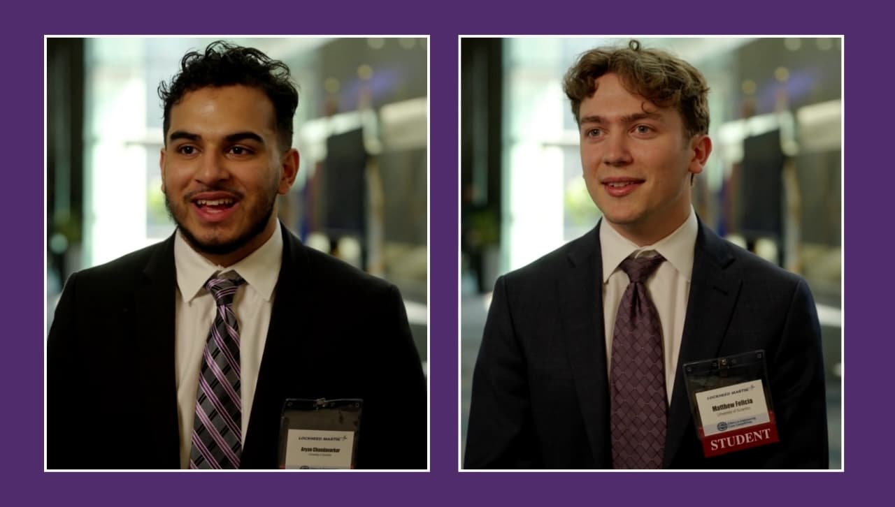 University of Scranton students Aryan Chandavarkar, left, and Matthew Felicia demonstrated their critical thinking and problem-solving skills at the Lockheed Martin’s eighth annual Ethics in Engineering Case Competition.
