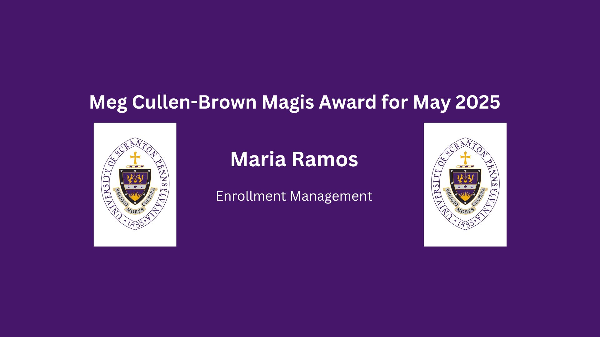 two University of Scranton icons on a purple background with verbiage