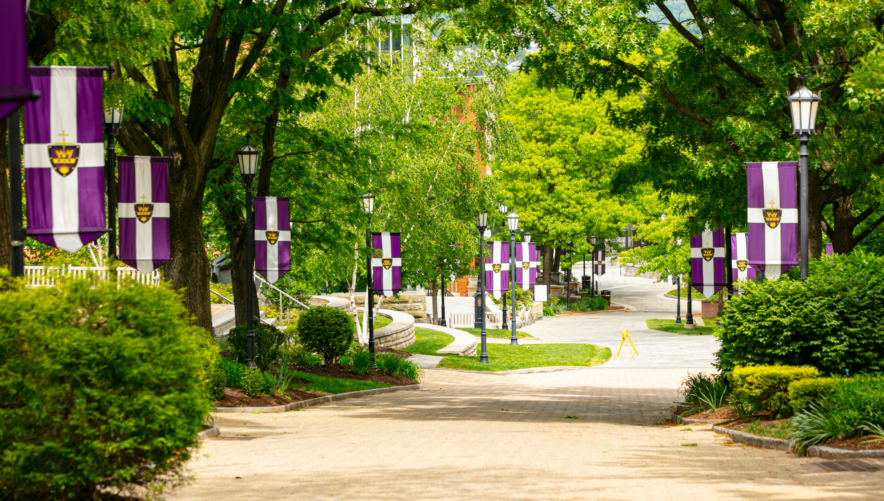 The University of Scranton Royal Way with Scranton flags