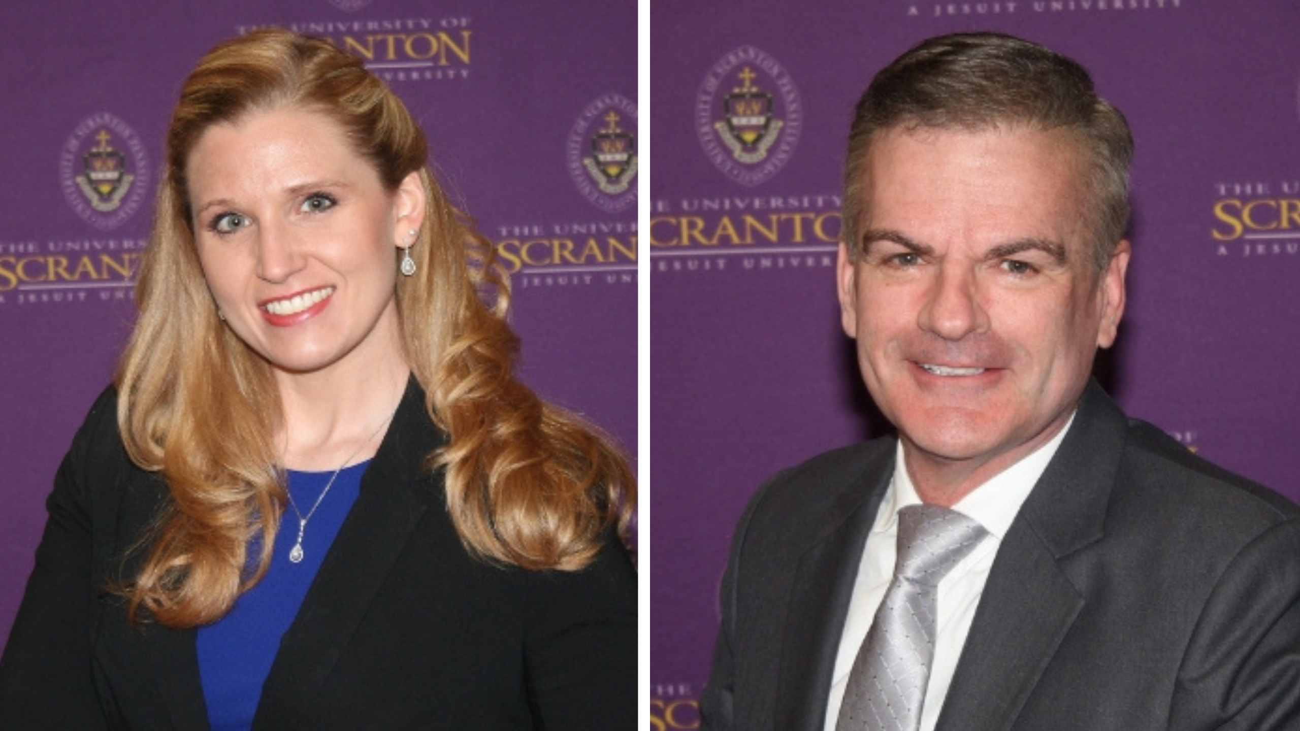 Amanda Marcy ’10, Ph.D., shown, assistant professor of accounting, earned one of the Beta Alpha Psi Outstanding Faculty Advisors awards. Student members in The University of Scranton’s Business Club selected Daniel Mahoney, Ph.D. ’81, G’85, professor of accounting, shown, as the 2025 Kania School of Management Professor of the Year. 