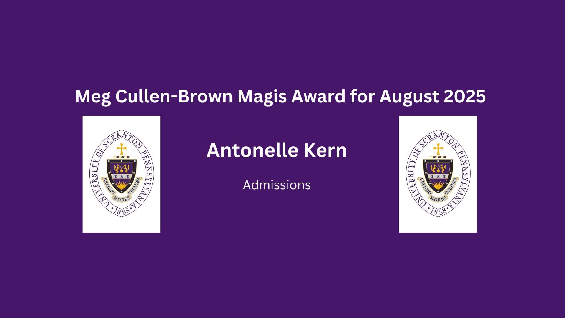 two University of Scranton icons on a purple background with verbiage