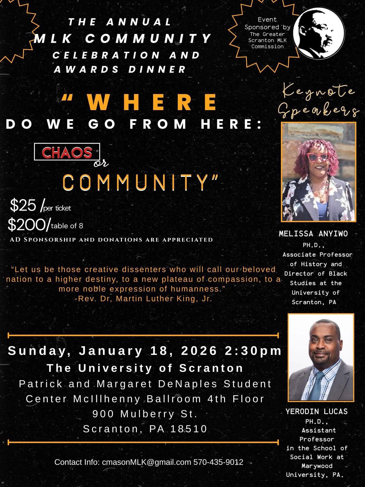 MLK Commission Annual Dinner details