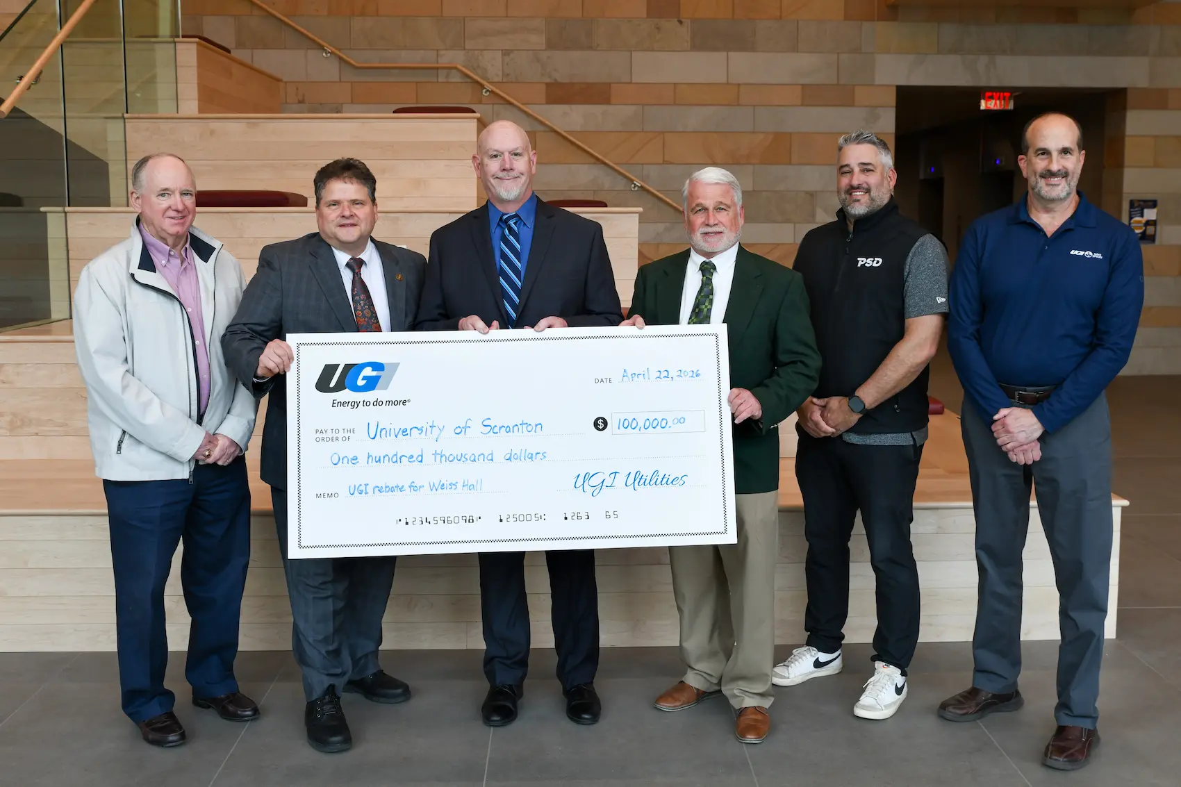 thumbnail for UGI Presents Rebate Check to University of Scranton