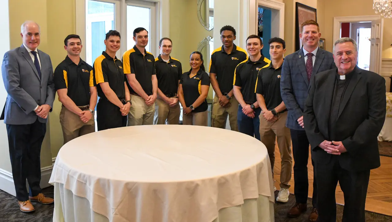 thumbnail for ROTC Students Gather With Father Marina, Former U.S. Sen. Casey