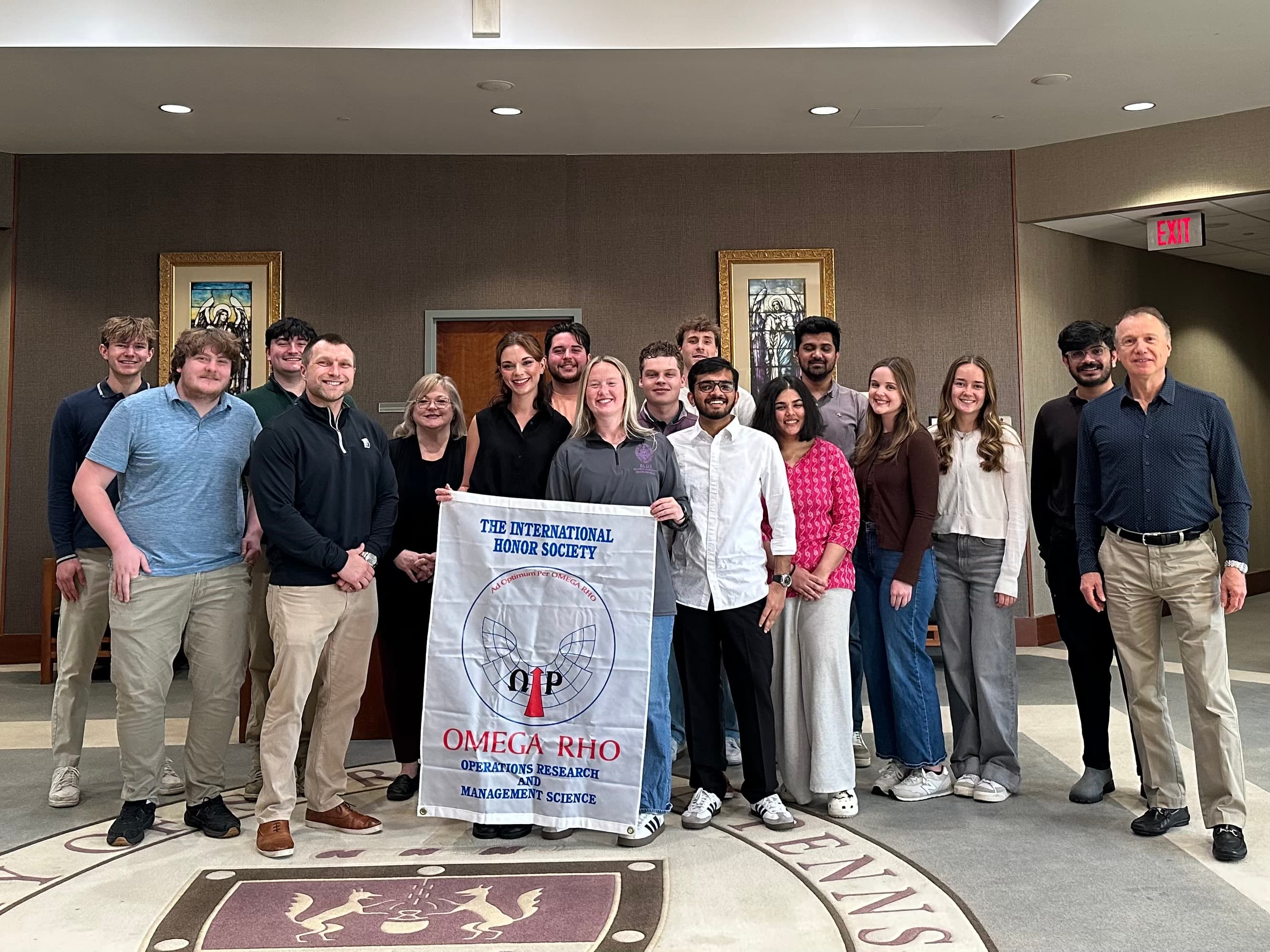 Shown at the Omega Rho 2026 International Honor Society Induction ceremony are, front row, from left: Connor Farrington, Dr. David Mahalak, MacLean Thuermer, Meghan Theofield, Harshil Nariya, Ayushi Das, Karleigh Capobianco. Back row: Dylan Port Vliet, Robert Stefano, Traci Vennie, Nicholas Daleo, Joseph Mazich, Drew Paxson, Prasham Patel, Olivia Miller, Harshawardhan Limaye and Dr. Nabil Tamimi. Inductees absent from photo are: Jacob Bendixen,  Mark Benginia,  Venkat Kalpatapu,  Kevin Keil,  Joseph Kulikowski, William Gabriel Martin, III, Sara Orlandini, Nina Sorbera, William Tagliareni and Christopher Talocka. 