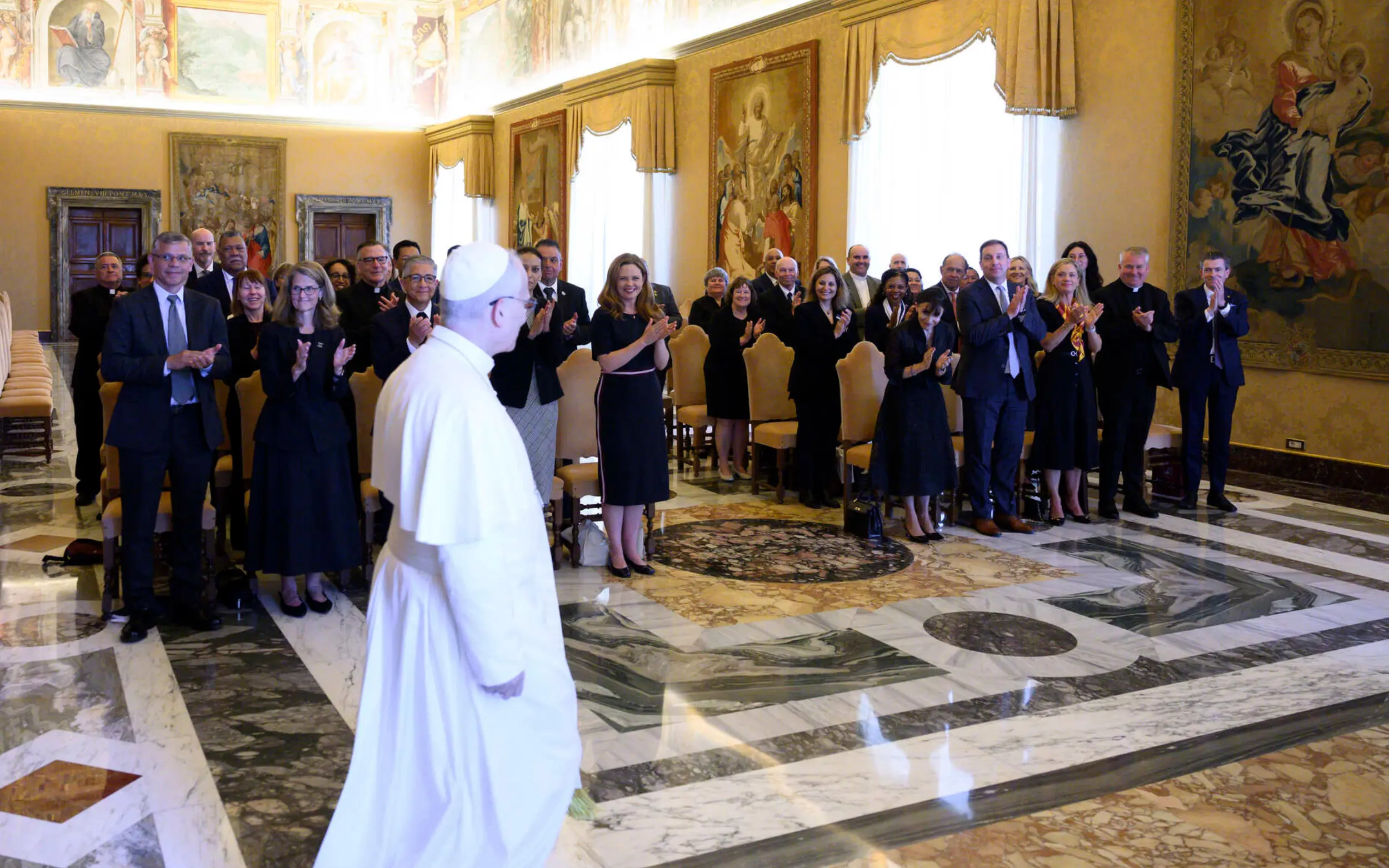 A gallery of images from University of Scranton president Joseph G. Marina, S.J., meeting Pope Leo XIV.