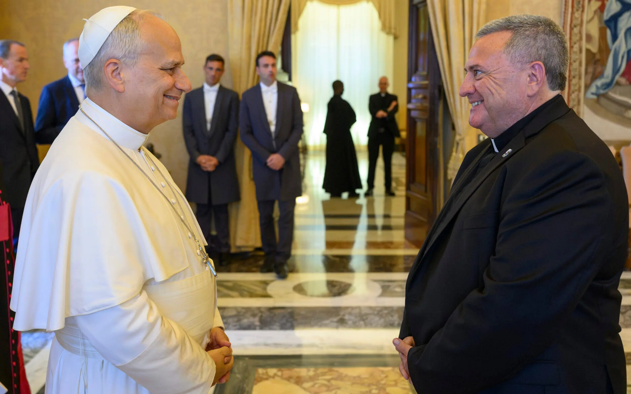 A gallery of images from University of Scranton president Joseph G. Marina, S.J., meeting Pope Leo XIV.